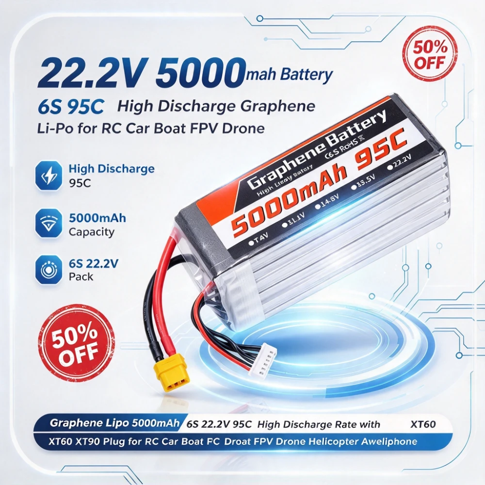 Akumulator LiPo 5000 mAh, 6S,  – 6S Lipo Battery 22.2V 5000Mah recenzja i cena